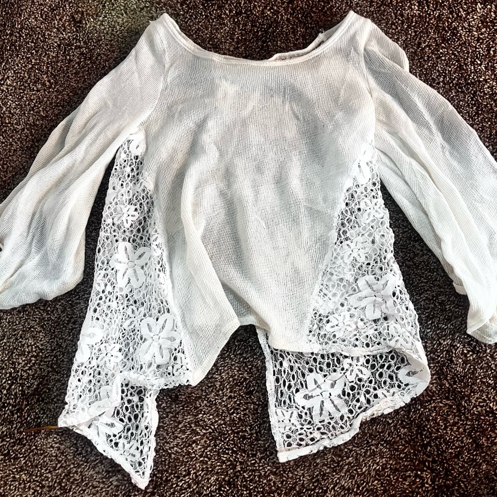 White Lace Detail Blouse